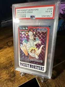 1997 Pokemon Japanese Carddass File #149 Dragonite Prism PSA 4 - Image 2