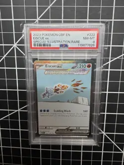 2023 Pokemon English PSA 8 Eiscue ex 222/197 SV03: Obsidian Flames Holo SIR - Image 1