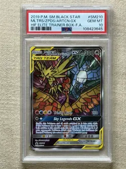 Pokemon Moltres Zapdos Articuno GX Hidden Fates Black Star Promo SM210 PSA 10 - Image 1