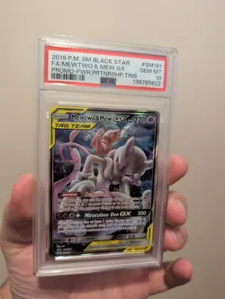 PSA 10 Mewtwo and Mew #SM191 GX TCG Sun & Moon Holo Promo Gem Mint 2019 Pokemon - Image 1