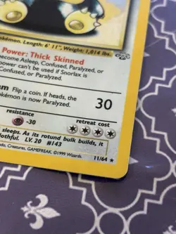 Pokemon TCG Snorlax Jungle 27/64 Holo Unlimited Rare 1999 - Image 3