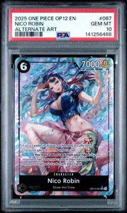 2025 ONE PIECE OP12 087 LEGACY OF THE MASTER NICO ROBIN ALT ART PSA 10 - Image 1