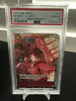 Monkey D. Luffy One Piece OP05-1st Anniversary PSA 10 ENGLISH 2023 - Image 1