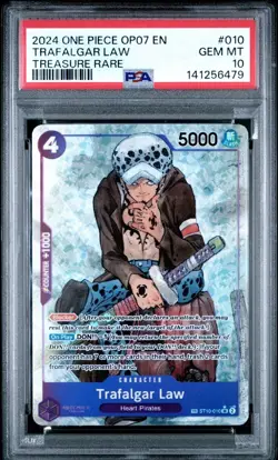 2024 ONE PIECE OP07-500 YEARS IN THE FUTURE TREASURE RARE TRAFALGAR LAW PSA 10 - Image 1