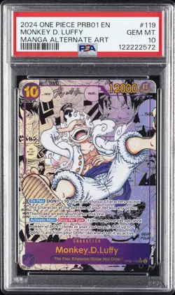 2024 ONE PIECE PRB01 MANGA ALTERNATE ART OP05-119 MONKEY D. LUFFY PSA 10 - Image 1