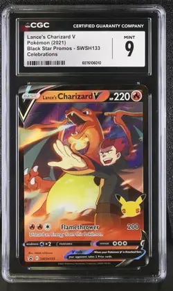 POKEMON CELEBRATIONS CGC MINT LANCE'S CHARIZARD V #133 BLACK STAR PROMO - Image 1
