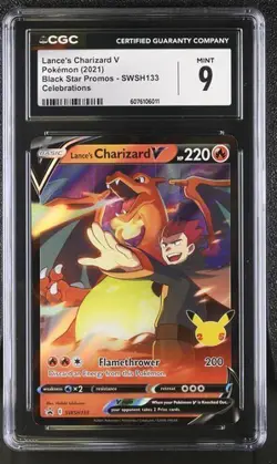 POKEMON CELEBRATIONS CGC MINT LANCE'S CHARIZARD V #133 BLACK STAR PROMO - Image 3