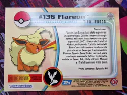 Flareon #136 1999 Pokemon Topps TV Animation Italian Vintage Card - Image 2