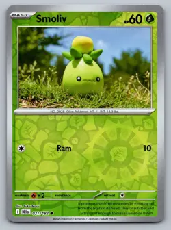 Pokemon TCG SV10: Destined Rivals Smoliv 021/182 Reverse Holo - Image 1