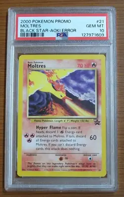 2000 Pokemon Promo Black Star Aoki Error #21 MOLTRES GEM MINT PSA 10 - Image 1