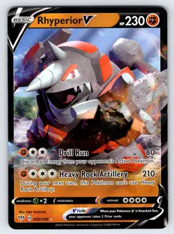 Rhyperior V 095/189 2020 Darkness Ablaze Pokemon Card TCG Ultra Rare Holo - Nm - Image 1