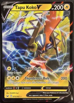 Tapu Koko V 072/202 - Pokemon TCG Sword & Shield Ultra Rare 2020 - LP Card - Image 1