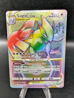 Lugia VSTAR 202/195 Rare Rainbow Silver Tempest Pokemon Card NM - Image 1