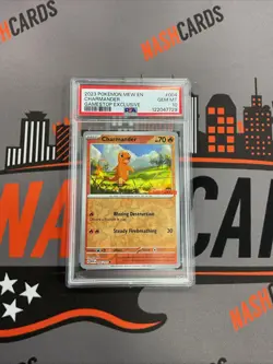 Pokemon TCG Charmander GameStop Exclusive Reverse Holo Promo Card 004/165 PSA 10 - Image 1