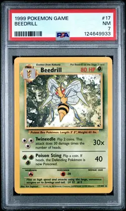 1999 Pokemon Base Set Beedrill #17 PSA 7 NEAR MINT - Image 1