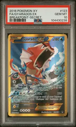 2016 POKEMON XY BREAKPOINT SECRET #123 FULL ART/GYARADOS EX PSA 10 - Image 1