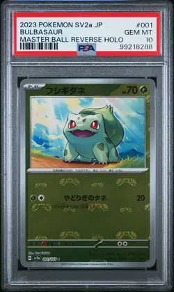 PSA 10 - Pokemon - Gem Mint Bulbasaur MASTERBALL Japanese 151 001/165 - Image 1