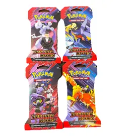 (4) POKEMON TCG SCARLET & VIOLET DESTINED RIVALS SLEEVED BOOSTERS FULL ART SET - Image 1