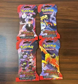 (4) POKEMON TCG SCARLET & VIOLET DESTINED RIVALS SLEEVED BOOSTERS FULL ART SET - Image 2