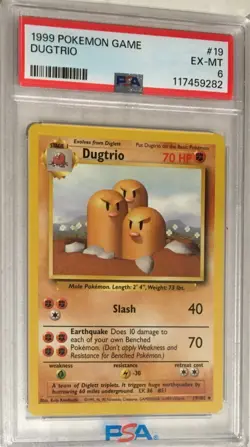 1999 Pokemon Game Original Base Set PSA 6 Dugtrio Rare #19 FRESHLY GRADED - Image 1