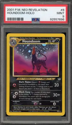 Pokemon Houndoom Neo Revelation Unlimited Holo Rare #8 PSA 9 Mint - Image 1