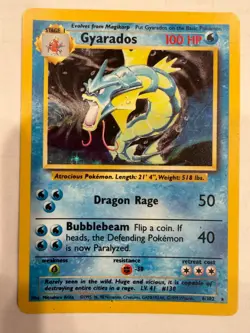 Pokemon TCG Gyarados Holo Rare Card Base Set 6/102 1st Edition 1999 - Image 1