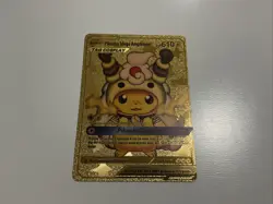 Pikachu Mega Ampharos Tag Cosplay Gold Foil Pokemon Fan Art Card HP610 - Image 1