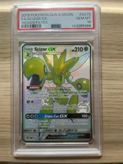 Pokemon Sun & Moon Hidden Fates Shiny Scizor GX SV72 PSA 10 GEM MINT - Image 1