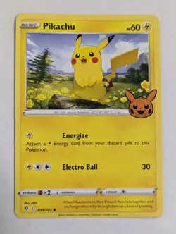 Pikachu 049/203 Common Sword & Shield: Trick Or Trade STAMPED 2022 Pokemon NM - Image 1