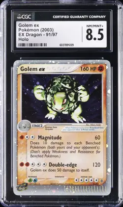 2003 POKEMON EX DRAGON - HOLO #91/97 GOLEM EX CGC 8.5 - Image 1