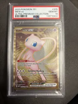 Pokemon TCG Scarlet & Violet Mew EX 205/165 Gold Metal Promo Card PSA 10 - Image 1