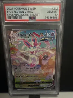 2021 Pokemon SWSH Evolving Skies Sylveon VMAX #212 PSA 10 - Image 1