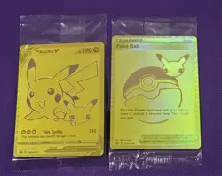Sealed Pikachu v Gold and Pokeball SWSH145/SWSH146 Pokemon TCG Celebrations - Image 1