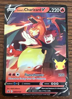 Lance’s Charizard V SWSH133 Pokemon Celebrations Black Star Promo Holo NM - Image 1