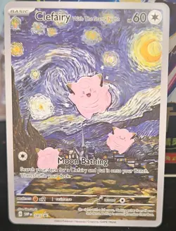 Clefairy Starry Night Van Gogh Beautiful Moon ACG Star Trading Card Custom - Image 1