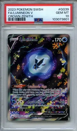 2023 Pokemon Sword & Shield Crown Zenith Lumineon V Full Art #GG39/GG70 PSA 10 - Image 1