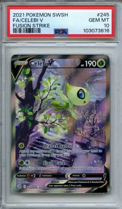 Pokemon Sword & Shield Fusion Strike Celebi Alternate Full Art #245/264 PSA 10 - Image 1