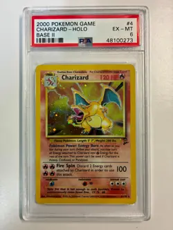 2000 Pokemon CHARIZARD 4/130 Holo Rare Base Set 2 / Base II 🔥 PSA 6 🔥 - Image 1