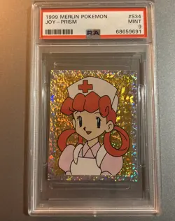 Pokemon 1999 MERLIN JOY PRISM PSA 9 MINT #S34 MINI STICKERS NINTENDO GOLD HOLO - Image 1