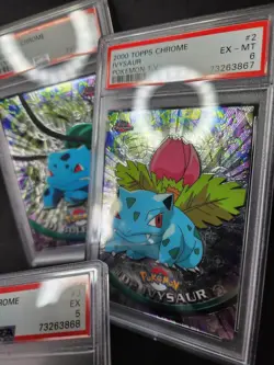 2000 Pokemon Topps Chrome Series 1 Venusaur, Ivysaur and Bulbasaur PSA Graded - Image 3