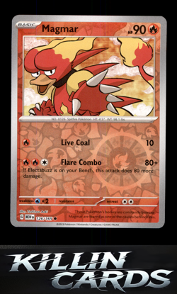 Reverse Holofoil Magmar 126/165 Common SV: Scarlet & Violet 151 Pokemon Card NM - Image 1