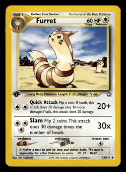 Furret 35/111 1st Edition Neo Genesis Set Pokemon Card - Image 1