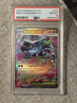 2025 POKEMON PFL EN-PHANTASMAL FLAMES #013 MEGA CHARIZARD X EX PSA 10 - Image 1