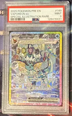 PSA 9 MINT Vaporeon ex 149/131 Sv: Prismatic Evolutions Holo Pokemon 2025 - Image 1