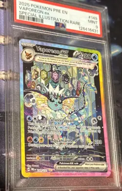 PSA 9 MINT Vaporeon ex 149/131 Sv: Prismatic Evolutions Holo Pokemon 2025 - Image 3