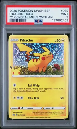 2020 POKEMON SWSH BLACK STAR PROMO #039 PIKACHU-HOLO PSA 9 - Image 1