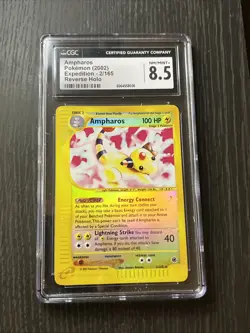 Cgc 8.5 NM-MINT Pokemon Ampharos Reverse Holo Rare 2002 Expedition #2/165 WOTC - Image 1