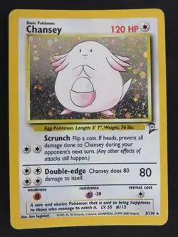 Chansey 3/130 Holo Rare Base Set 2 Pokemon HP - Image 1