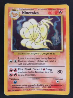 Ninetales 12/102 Holofoil Holo Rare Base Set Unlimited Pokemon HP - Image 1