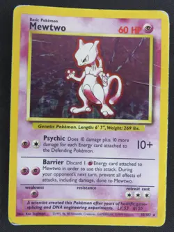 Mewtwo 10/102 Holofoil Holo Rare Base Set Unlimited Pokemon HP - Image 1